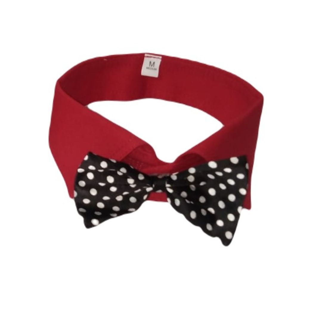 PupNChic EasyWear T-Shirt Collar and Bow Tie Black With White Dots