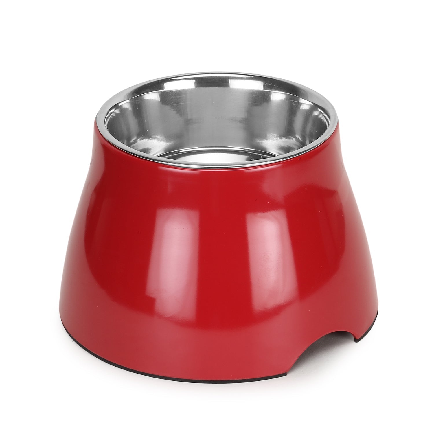 Elevated Melamine and Stainless Steel Pet Feeding Bowls for Bigger Ears Dogs, 600ml (Red)