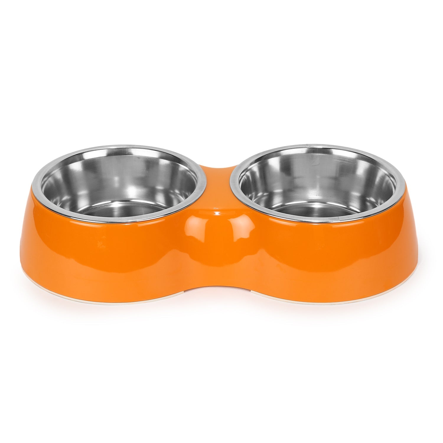 Melamine Double Dinner Set Pet Feeding Bowls for food and water (Orange)