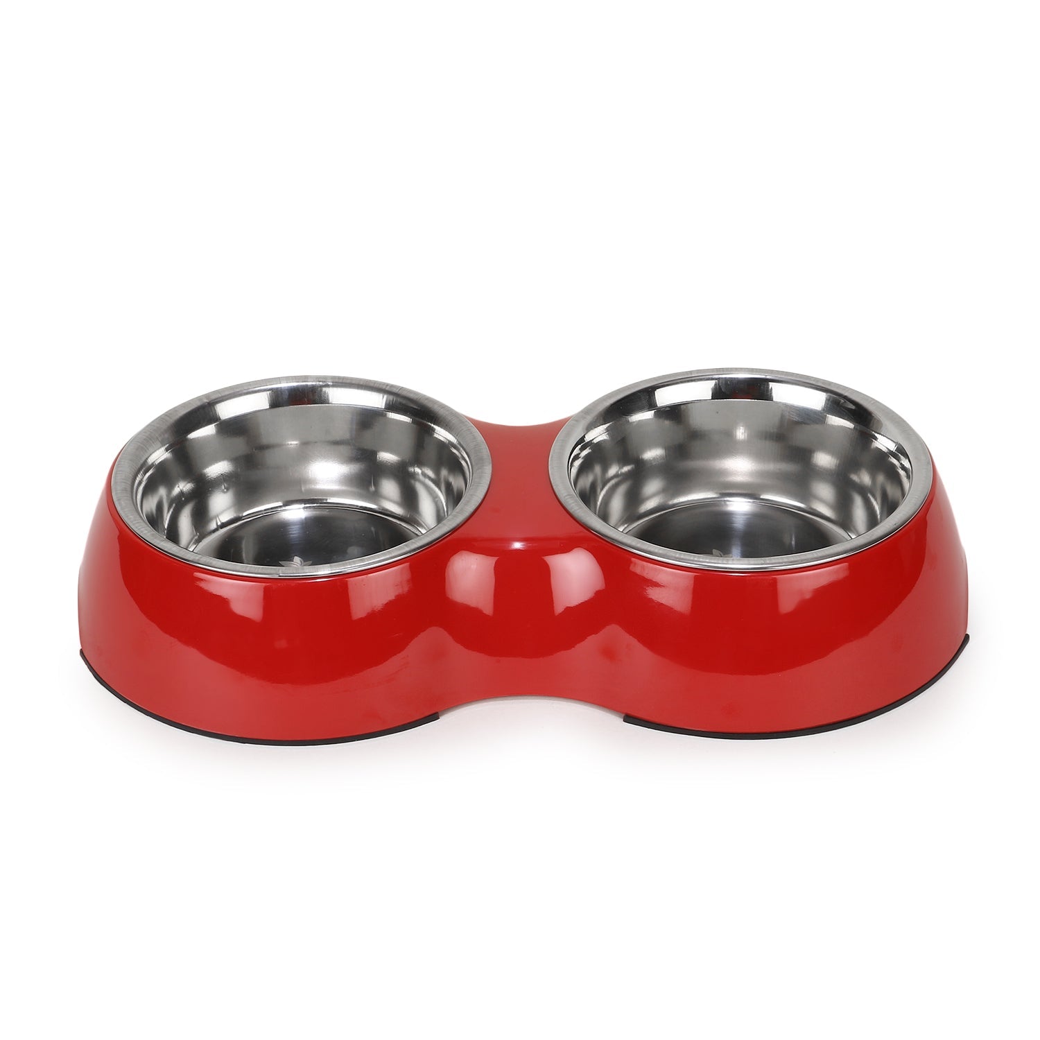 Melamine Double Dinner Set Pet Feeding Bowls for food and water (Red)