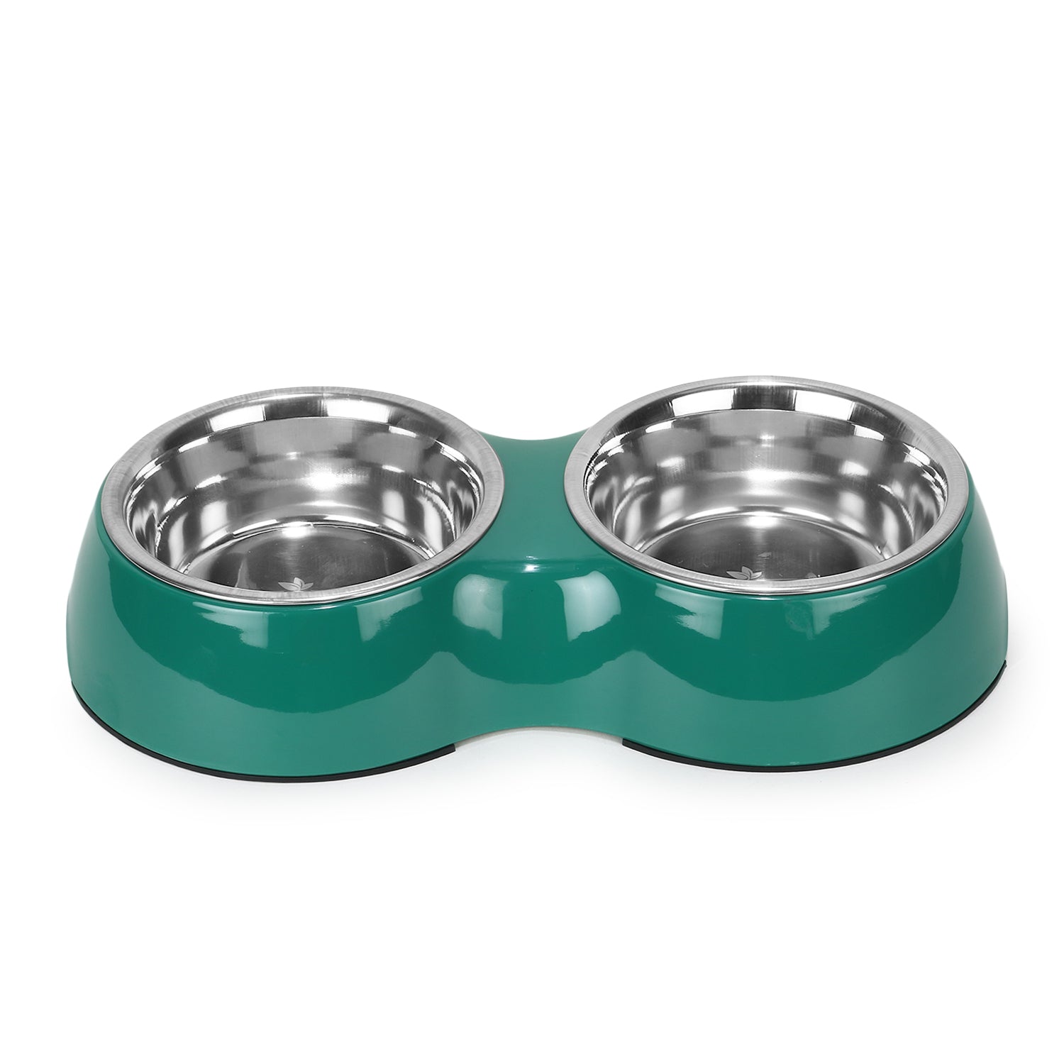 Melamine Double Dinner Set Pet Feeding Bowls for food and water (Green)
