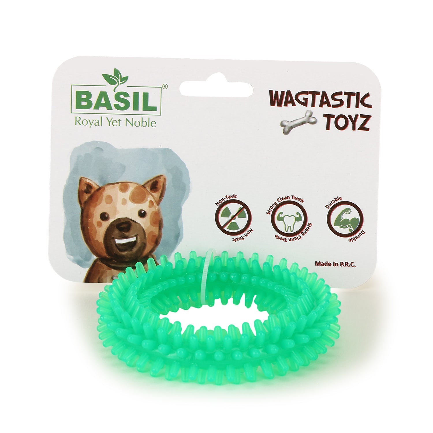 Dog Chew Toy, Spiked Ring (Green)