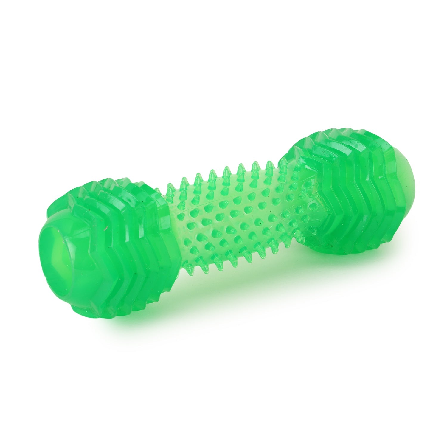 Dumbbell Toy with Hollow Centre for Treats - Green