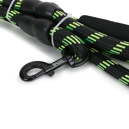 Reflective Rope Leash for Dogs & Puppies, 4 Feet (Black & Green)